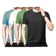 Polyester  Men's Round Neck T-Shirt (Pack Of 4)