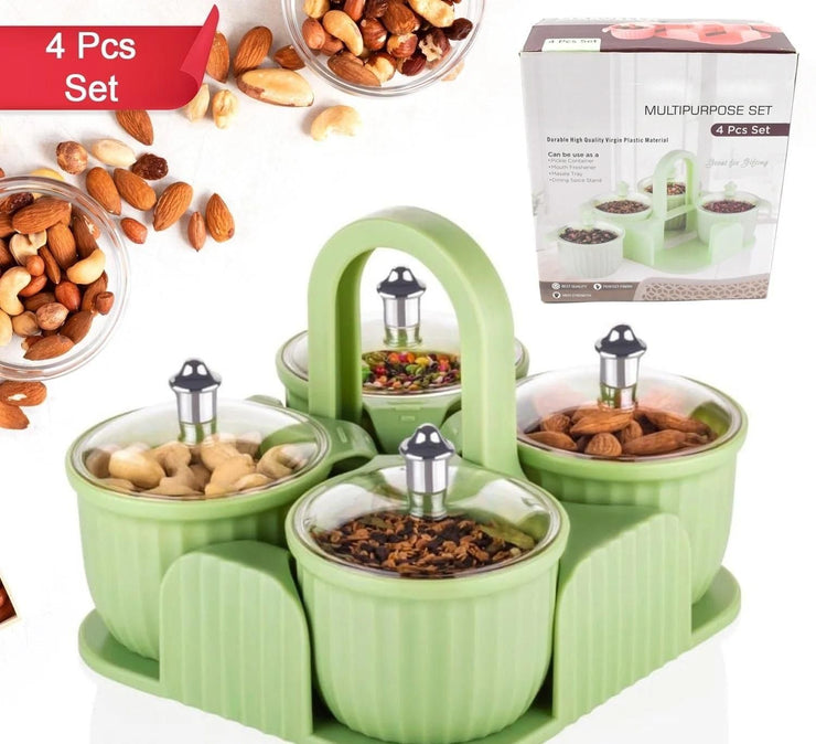 Multipurpose Storage Jar with Tray  (4 pcs)