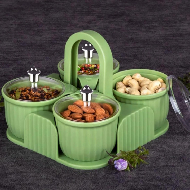 Multipurpose Storage Jar with Tray  (4 pcs)