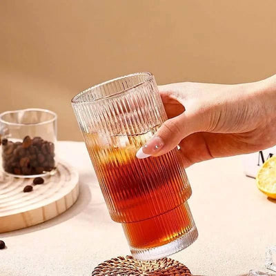 Ribbed  Glass with Woodly Cap