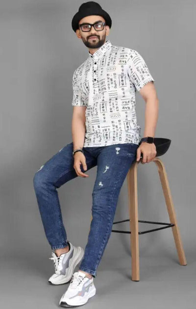 Men's Printed Half Sleeves Spread t shirt