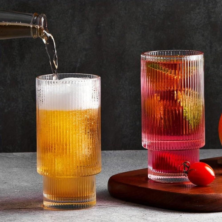 Ribbed  Glass with Woodly Cap