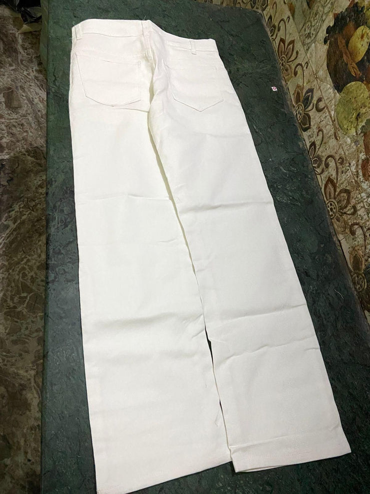 Men's Loose Fit Mid Rise White Jeans