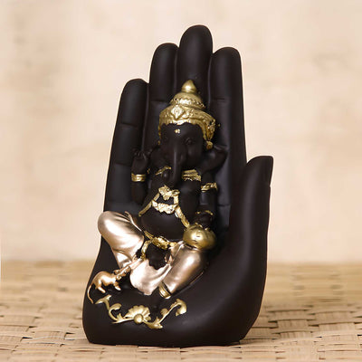 Golden Handcrafted Palm Ganesha Decorative
