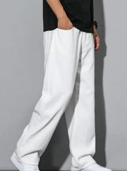 Men's Loose Fit Mid Rise White Jeans